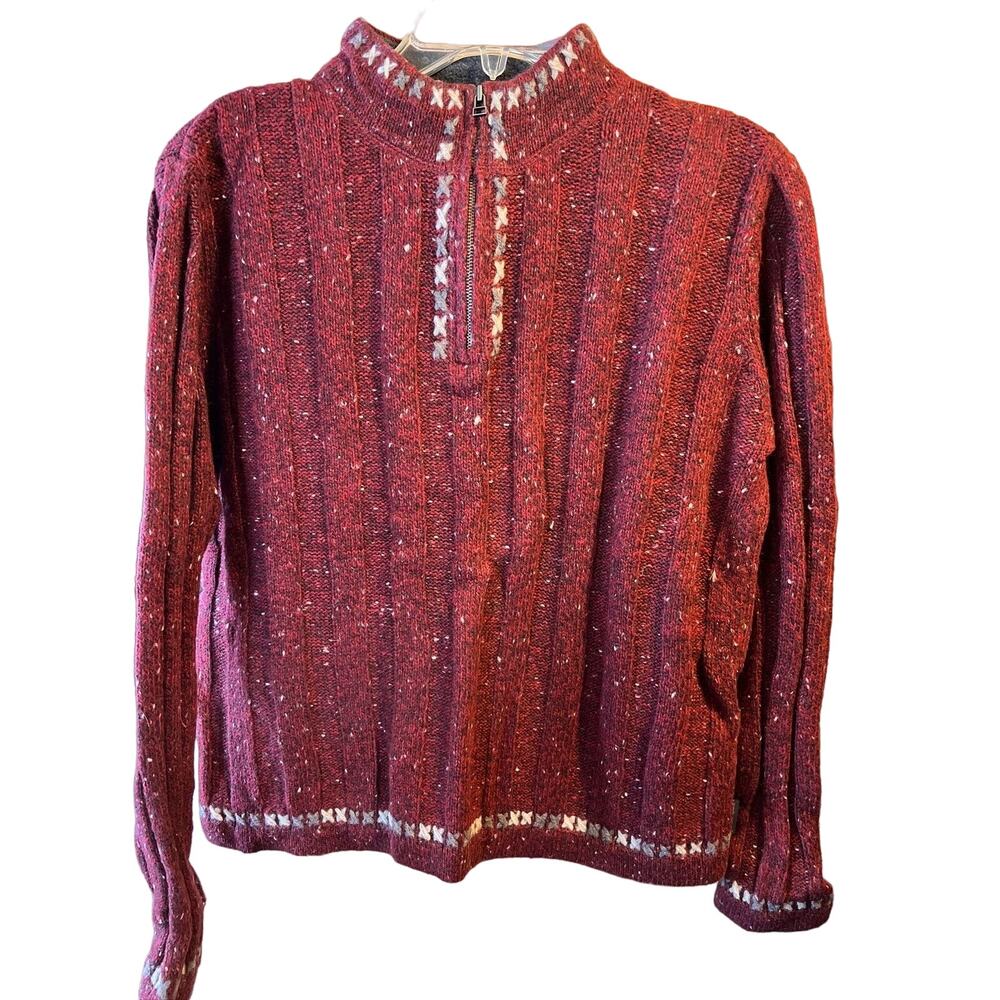Woolrich VTG Women’s M Ruby Heather Long Sleeve 1/4 Zip Wool Ramie Blend Sweater